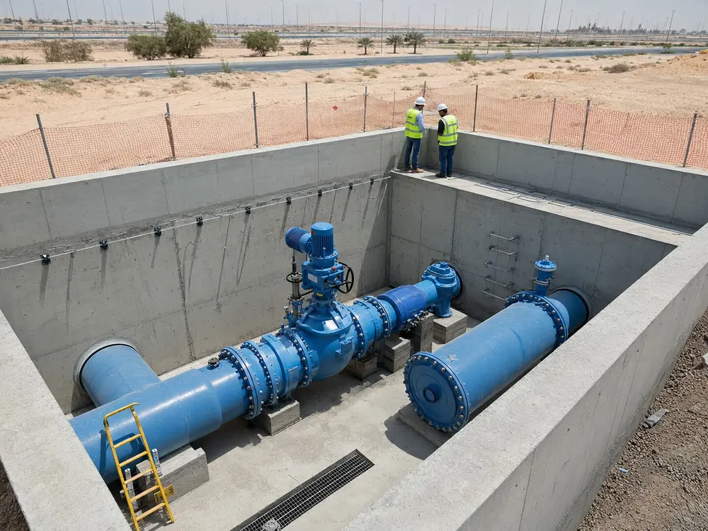 Large water transmission pipeline and pumping infrastructure